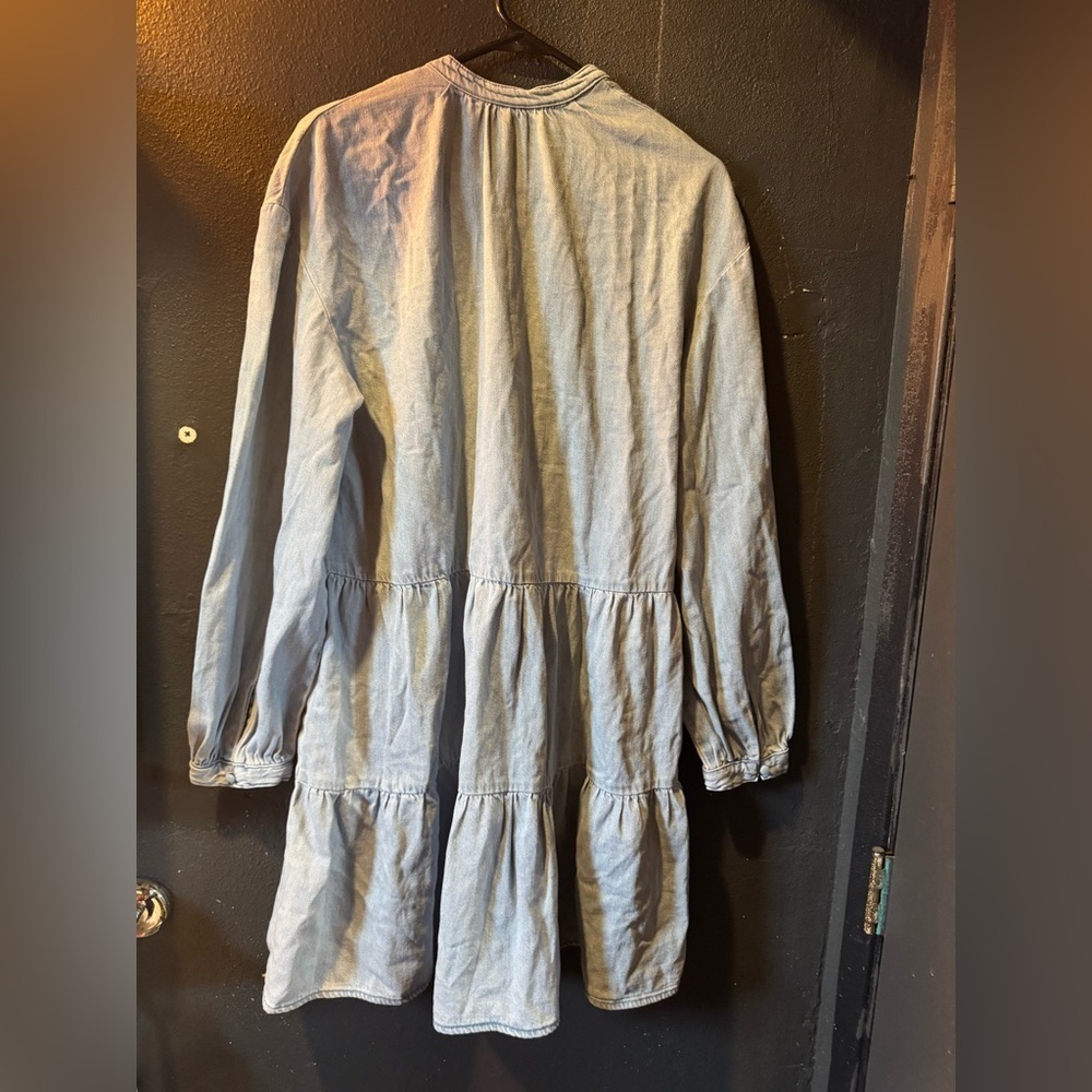 &Denim Light Wash V-Neck Long Sleeve Dress Size XS - Picture 5 of 5
